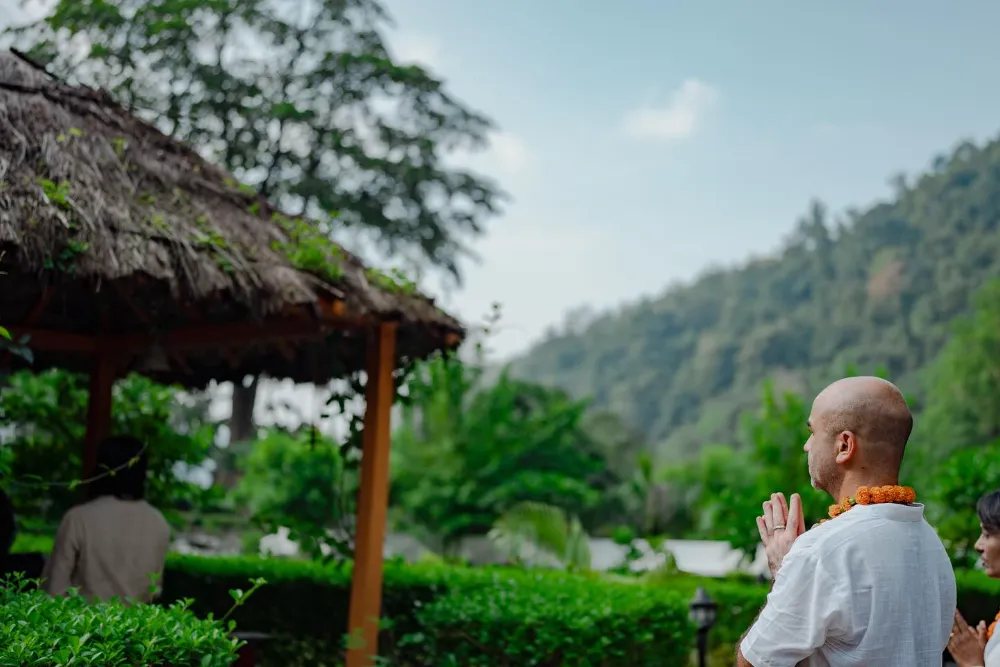 Traditional opening ceremony at Adhiroha yoga school, Rishikesh — photo 123