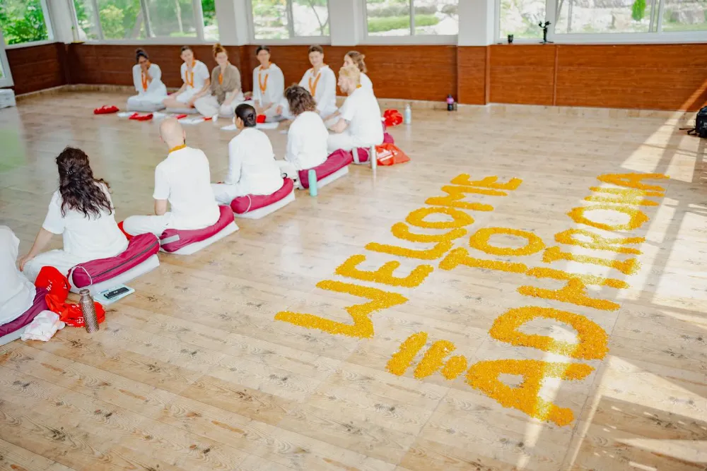 Traditional opening ceremony at Adhiroha yoga school, Rishikesh — photo 129