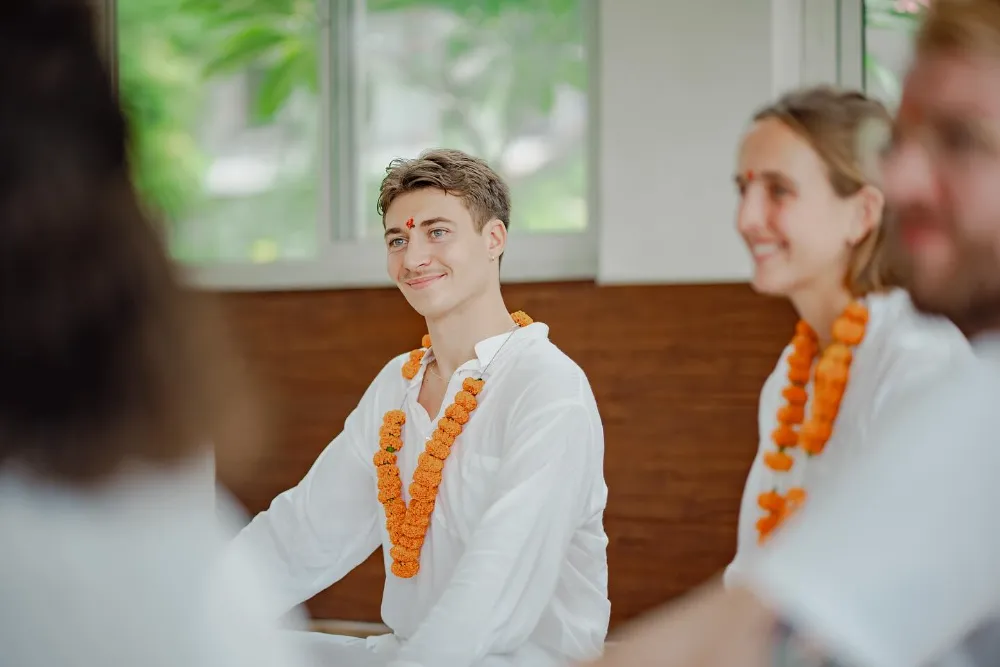 Traditional opening ceremony at Adhiroha yoga school, Rishikesh — photo 142