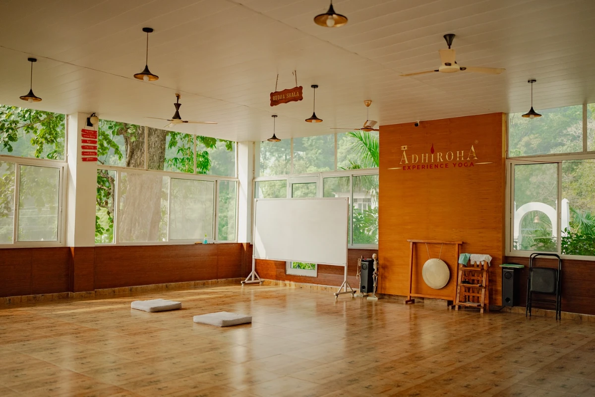 The sunlit Rudra Shala where the quiet sitting practice happens