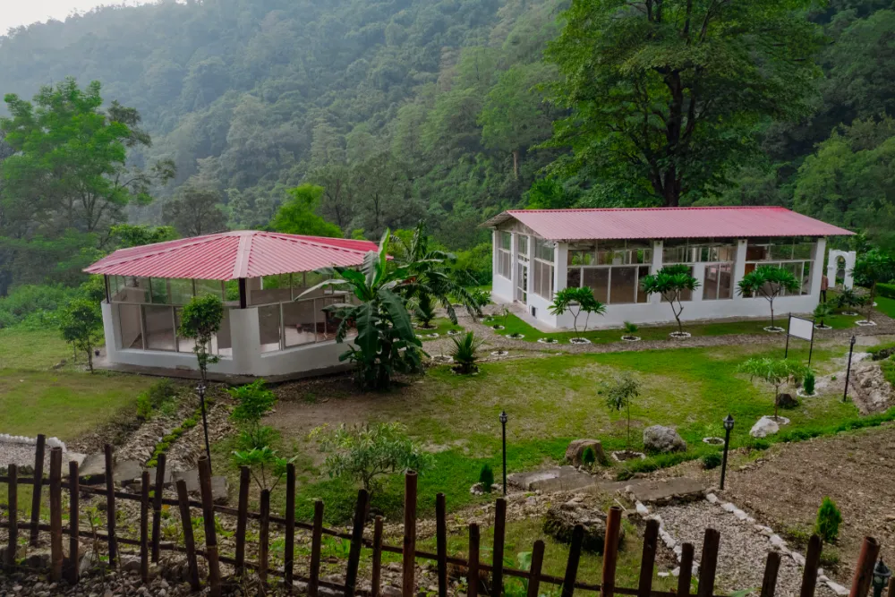 Inside the forest-view yoga shala at Adhiroha, Rishikesh — photo 75