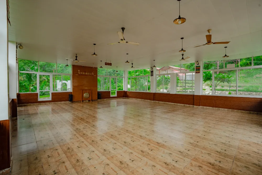 Inside the forest-view yoga shala at Adhiroha, Rishikesh — photo 101