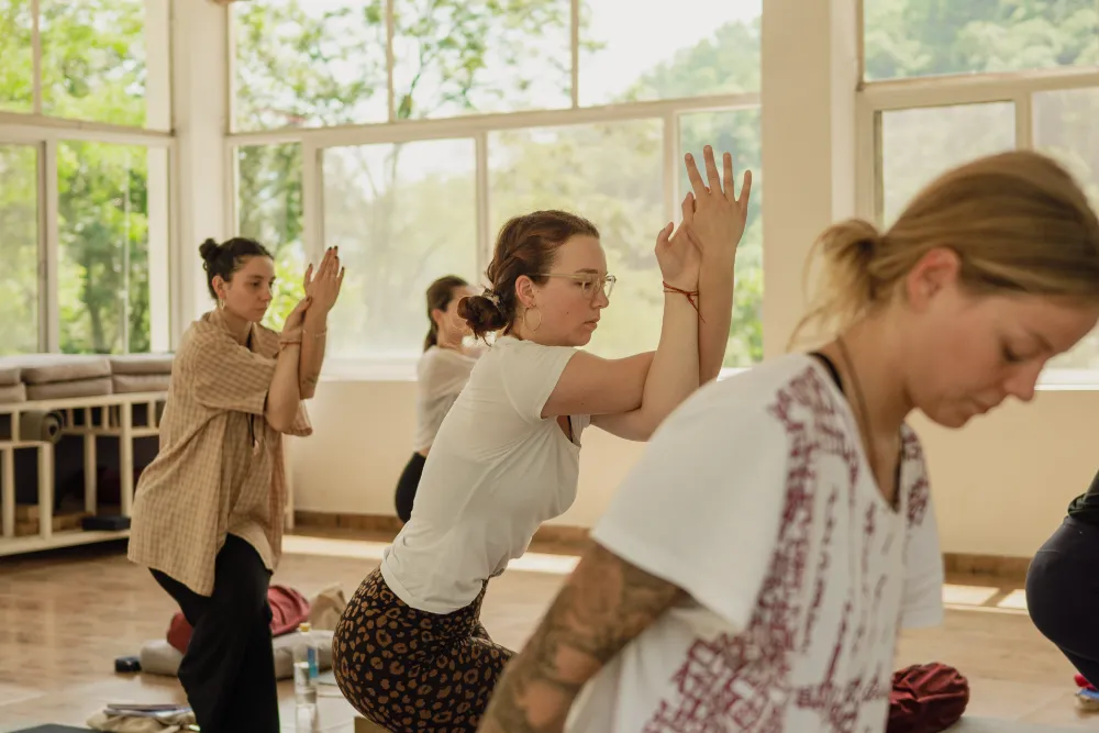 Yoga asana practice during teacher training at Adhiroha, Rishikesh — photo 1