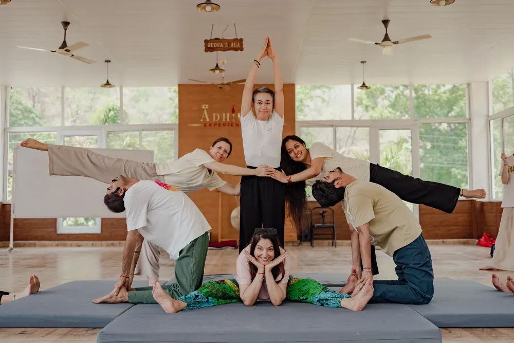 Yoga asana practice during teacher training at Adhiroha, Rishikesh — photo 167