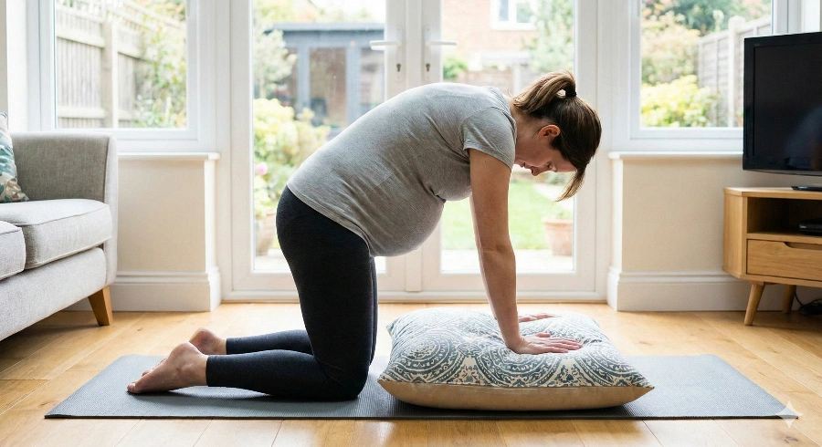 modified cat cow pose for pregnancy back pain relief