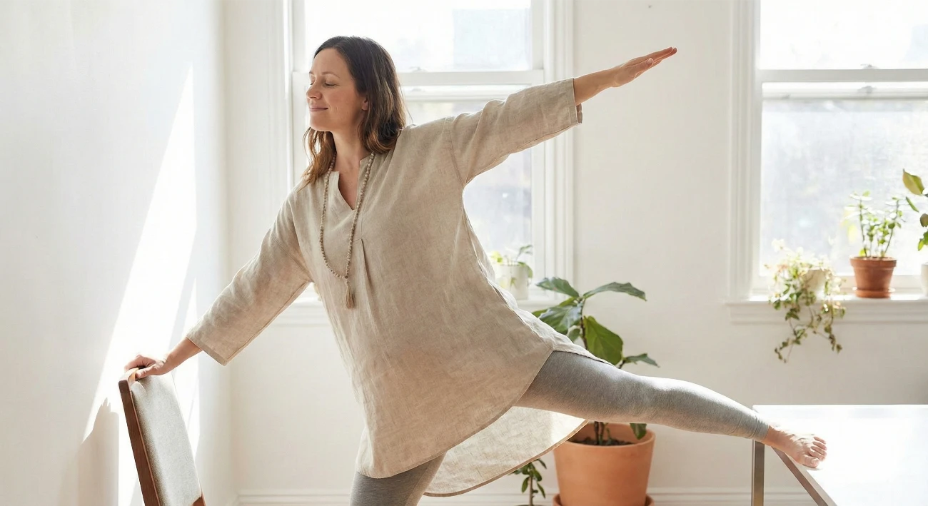 first trimester pregnancy yoga modified warrior pose