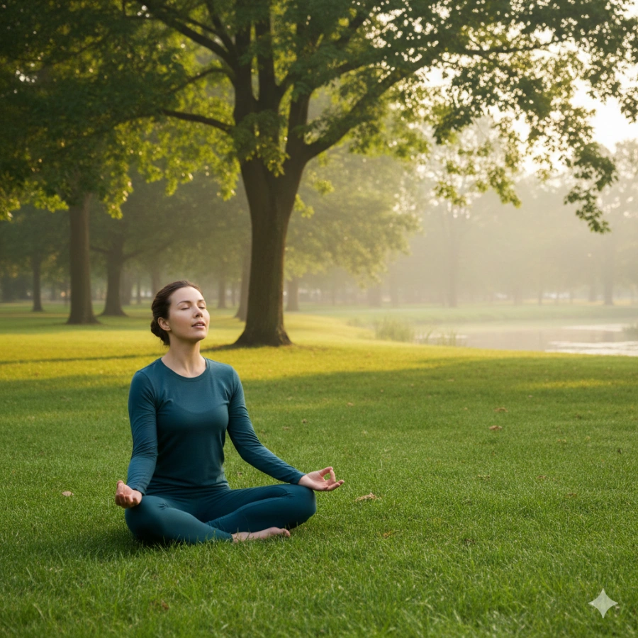 student meditating during teacher training at Adhiroha