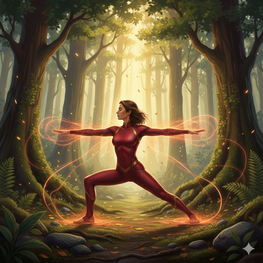 balancing red aura through grounding yoga