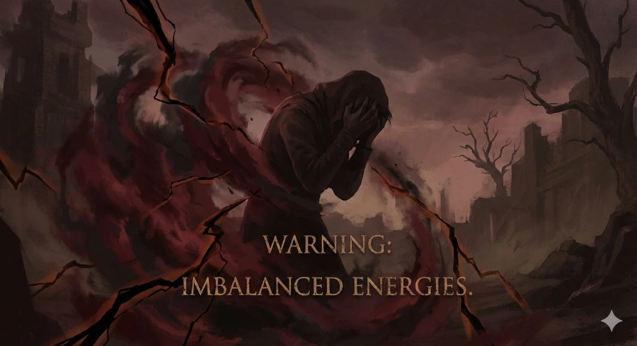 imbalanced red aura chaotic energy