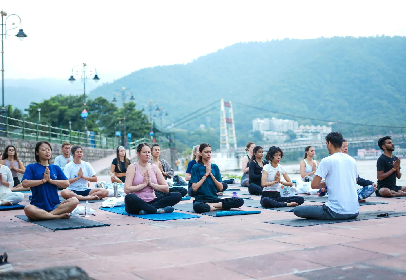 Morning yoga practice in Rishikesh