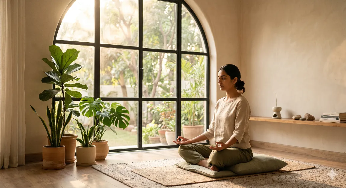 Yoga practice for calming stress and supporting heart health