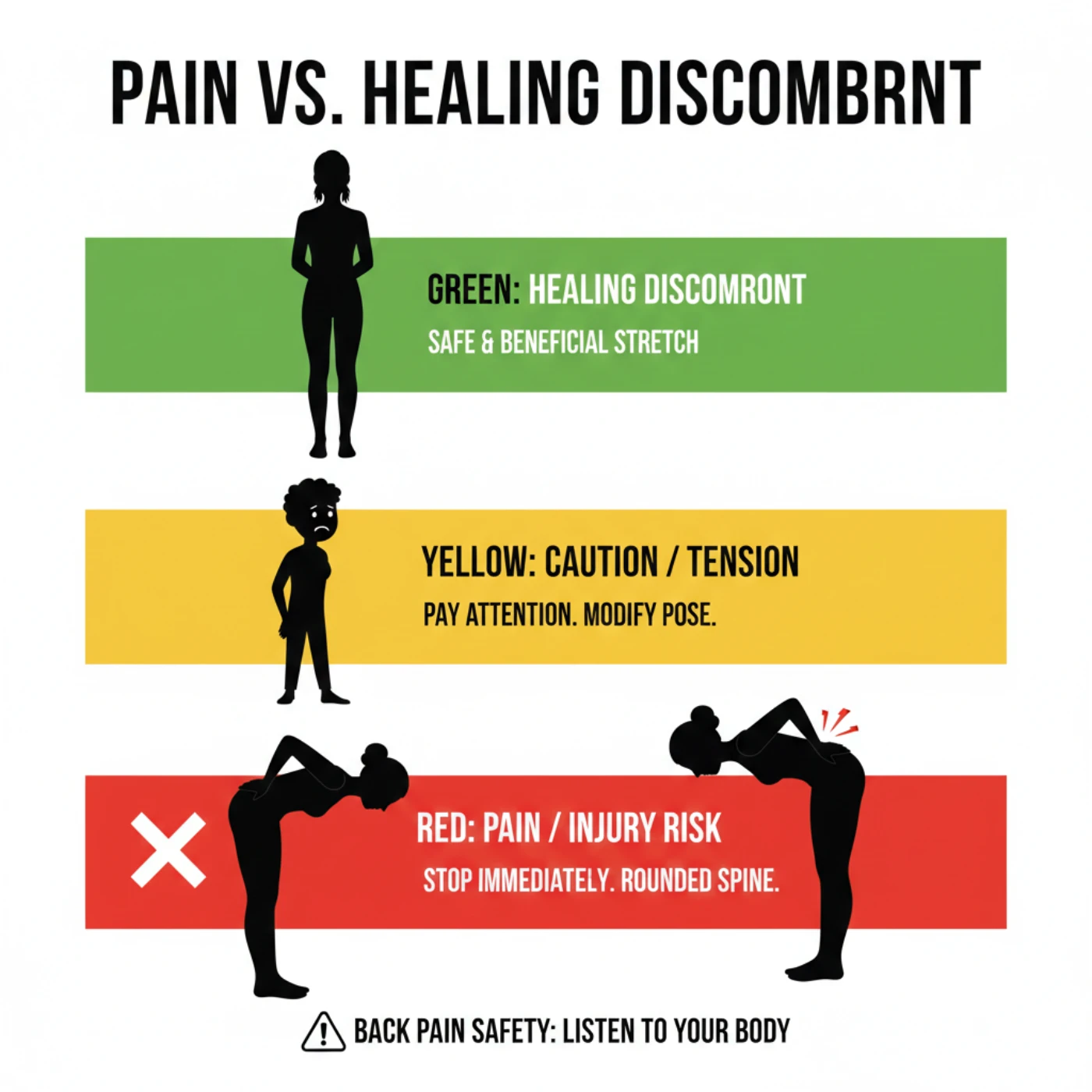 traffic light system for pain versus discomfort in yoga