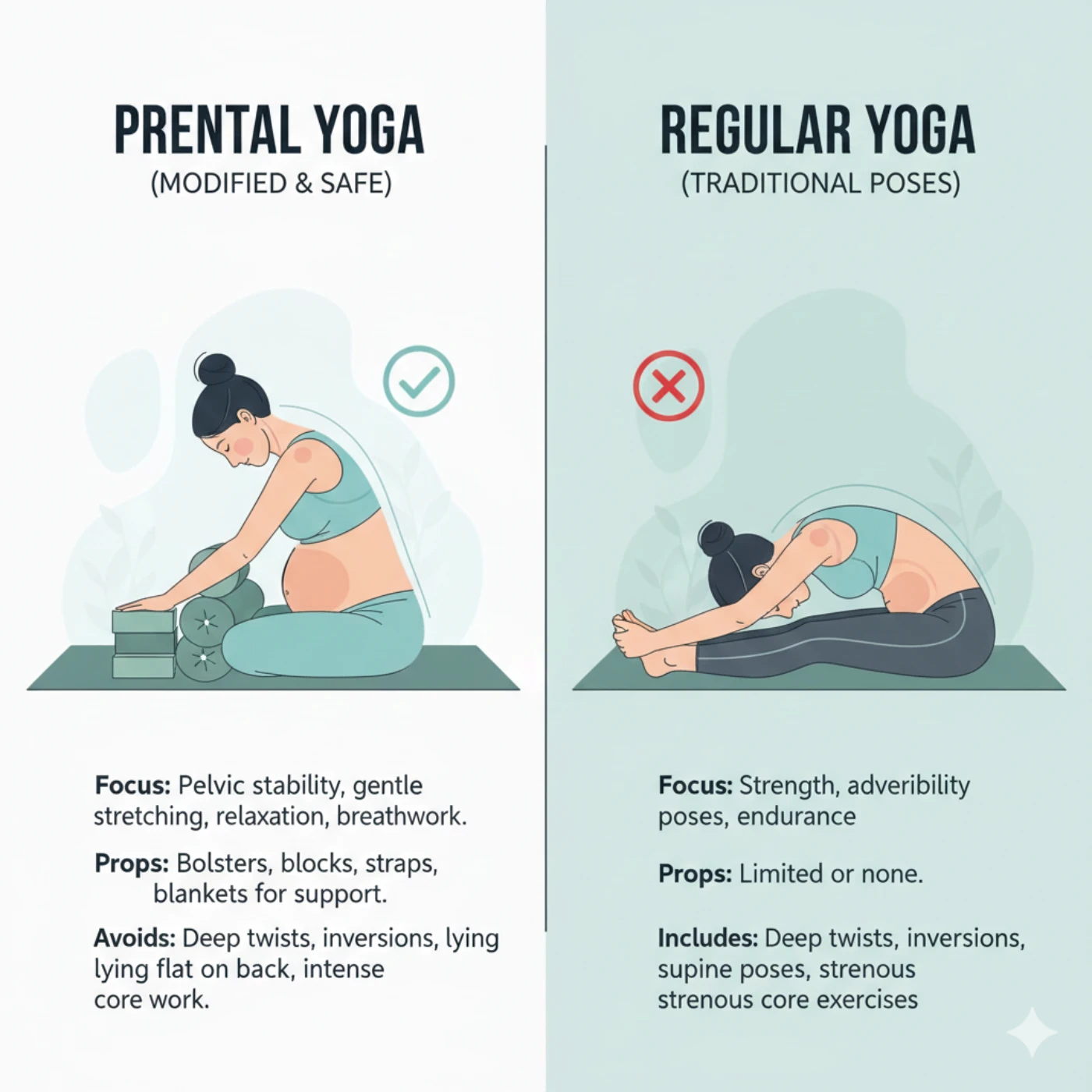 pregnancy yoga modifications versus traditional poses comparison